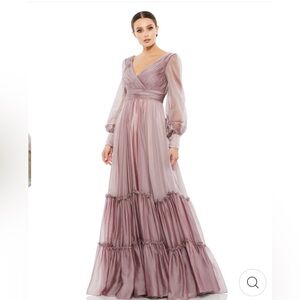 Mac Duggal Long Sleeve Gown in Dusty Rose